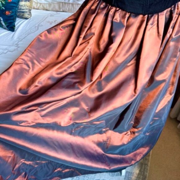 Gunne Sax Jessica McClintock Black Velvet Copper Ball Gown Vintage - Picture 5 of 16